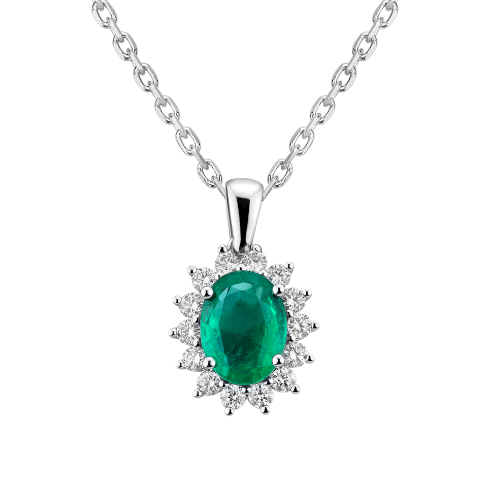 Diamond pendant with Emerald Princess