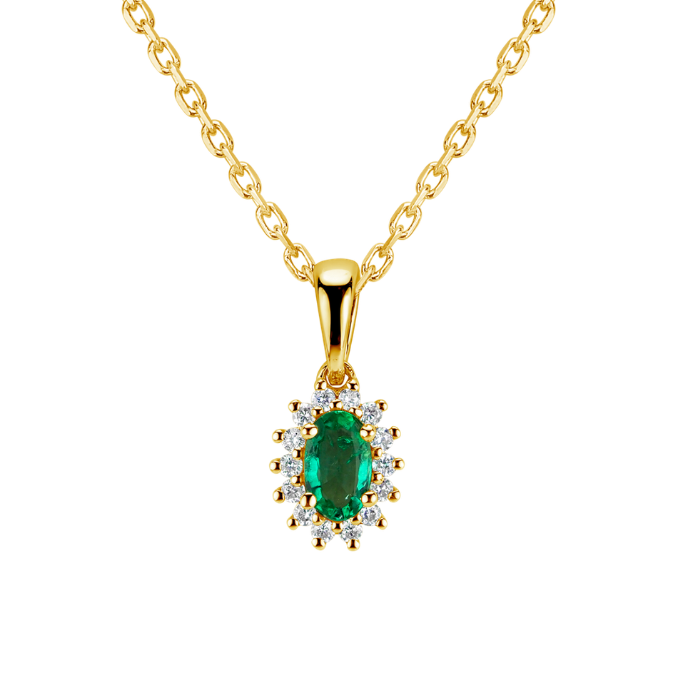 Diamond pendant with Emerald Princess