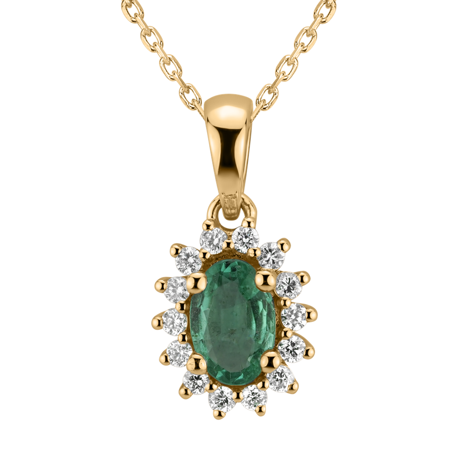 Diamond pendant with Emerald Princess