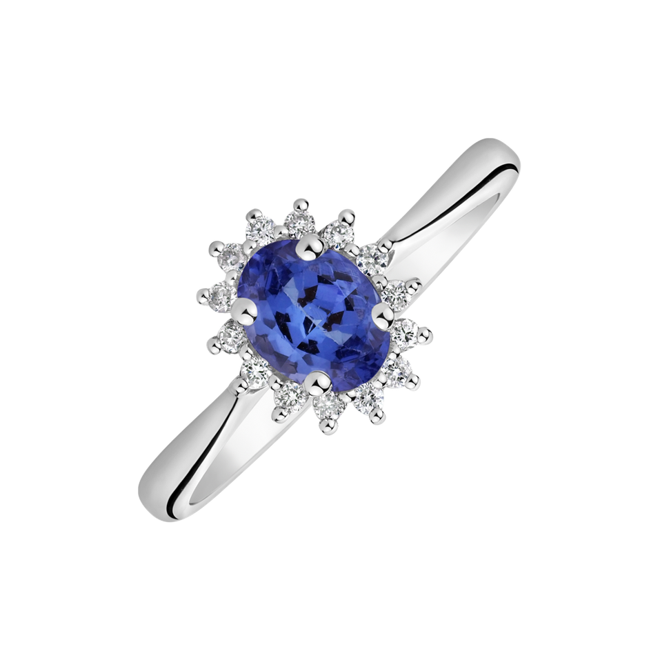 Diamond ring with Tanzanite Princess Sparkle