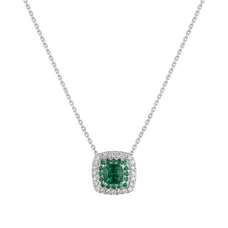 Diamond necklace with Emerald Sparkling Rise