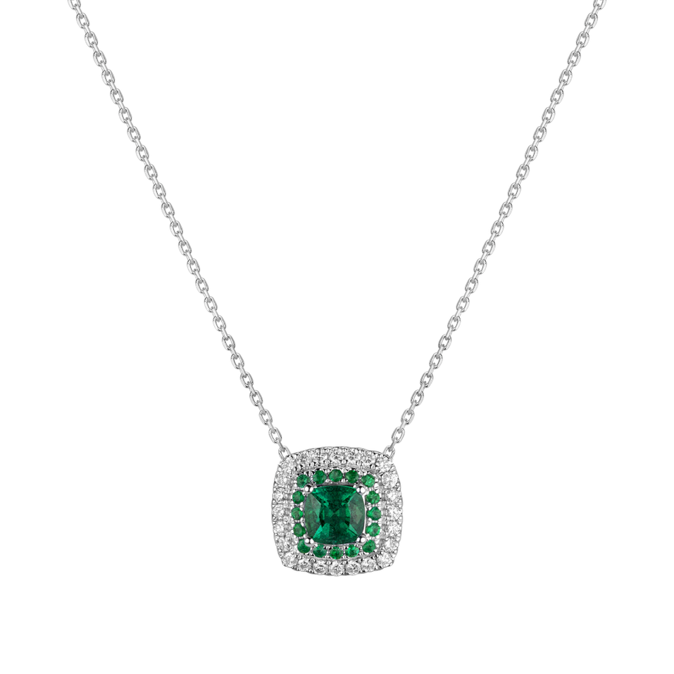 Diamond necklace with Emerald Sparkling Rise