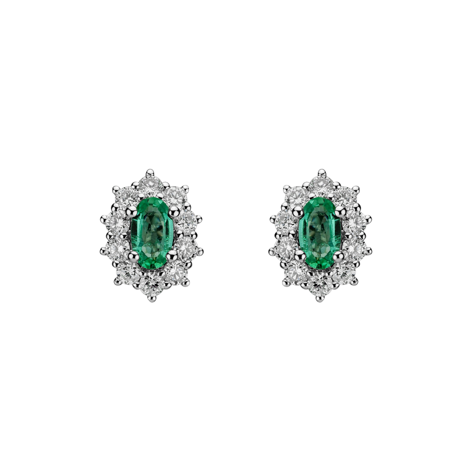 Diamond earrings with Emerald Princess