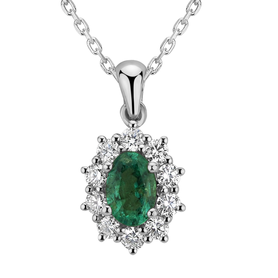 Diamond pendant with Emerald Princess