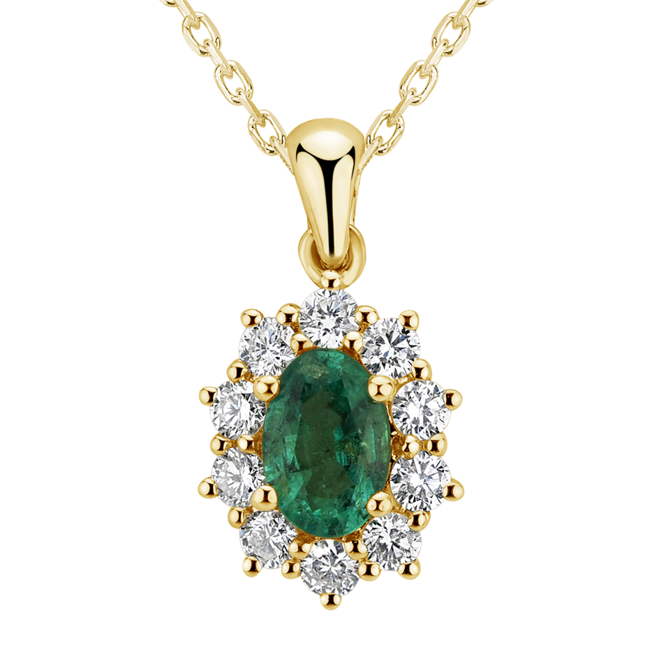 Diamond pendant with Emerald Princess