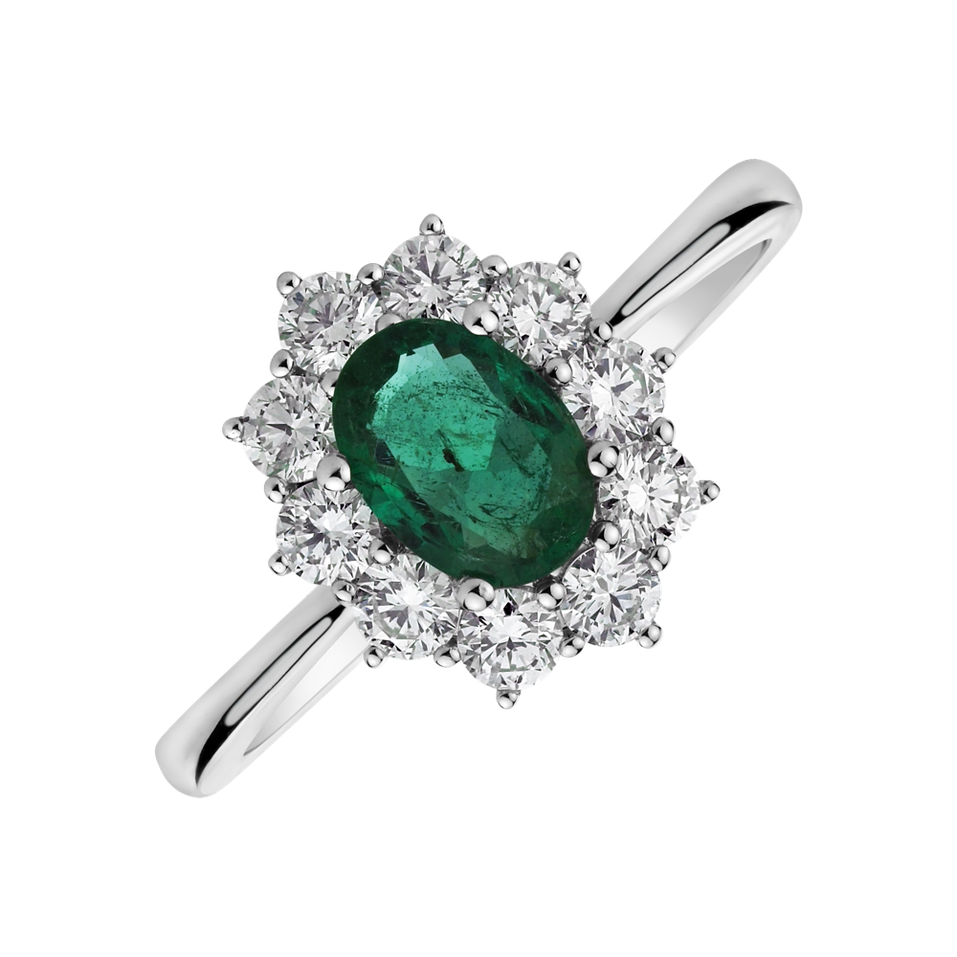 Diamond ring with Emerald Princess