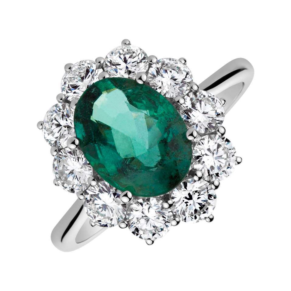 Diamond ring with Emerald Princess