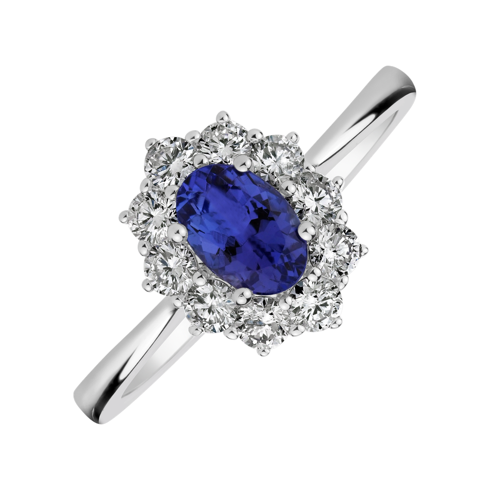 Diamond ring with Tanzanite Princess