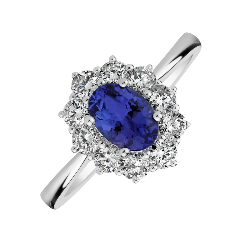 Diamond ring with Tanzanite Princess