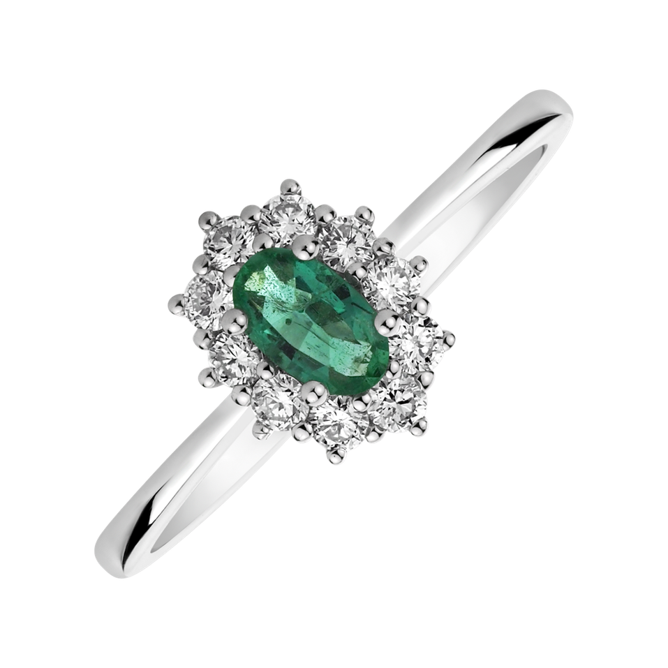 Diamond ring with Emerald Princess