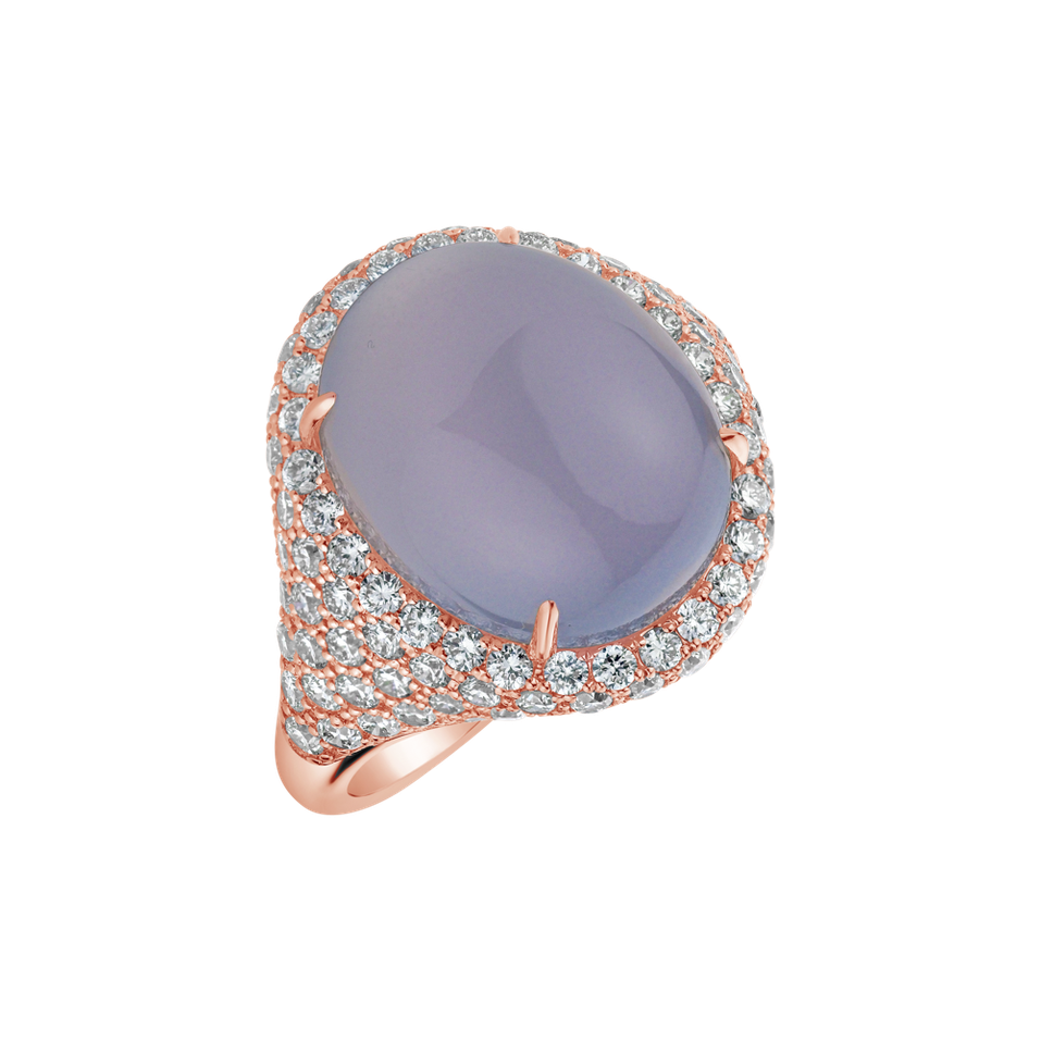 Diamond ring with Chalcedony Royal Opium