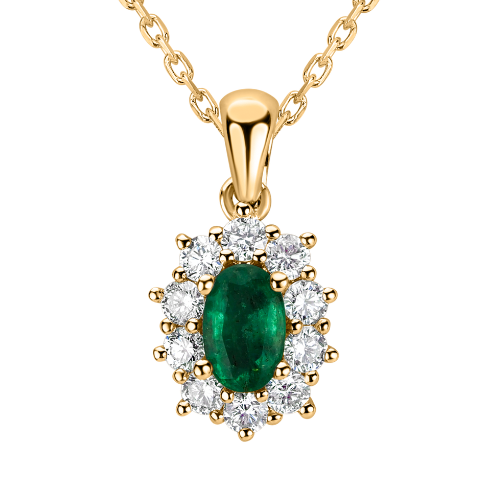 Diamond pendant with Emerald Princess