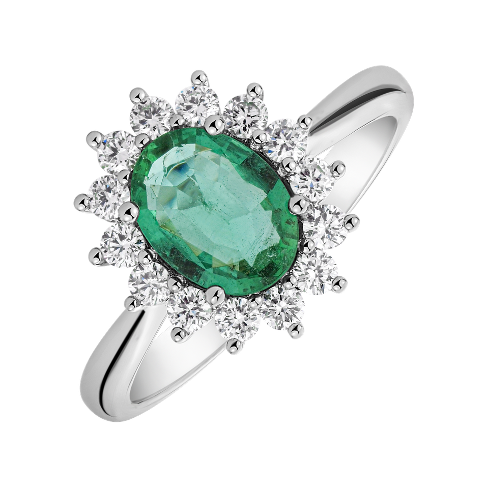 Diamond ring with Emerald Princess