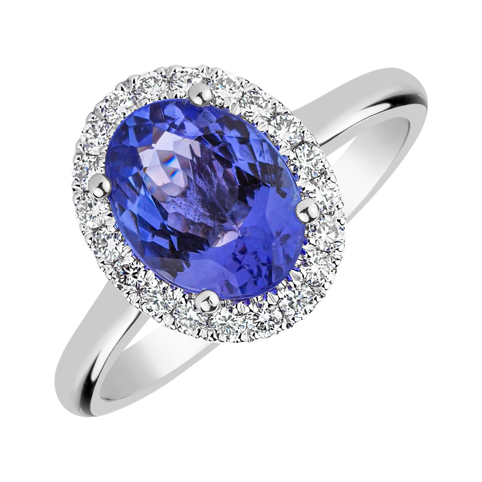 Diamond ring with Tanzanite Princess