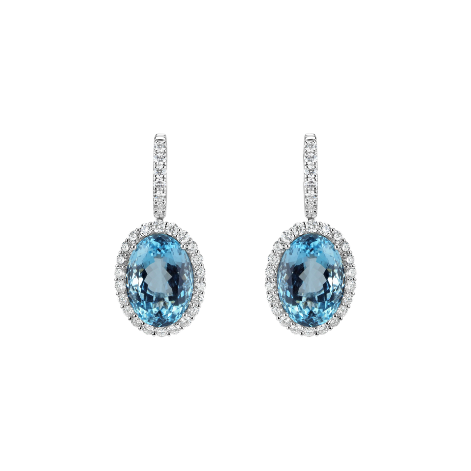 Diamond earrings with Aquamarine Royal Hope