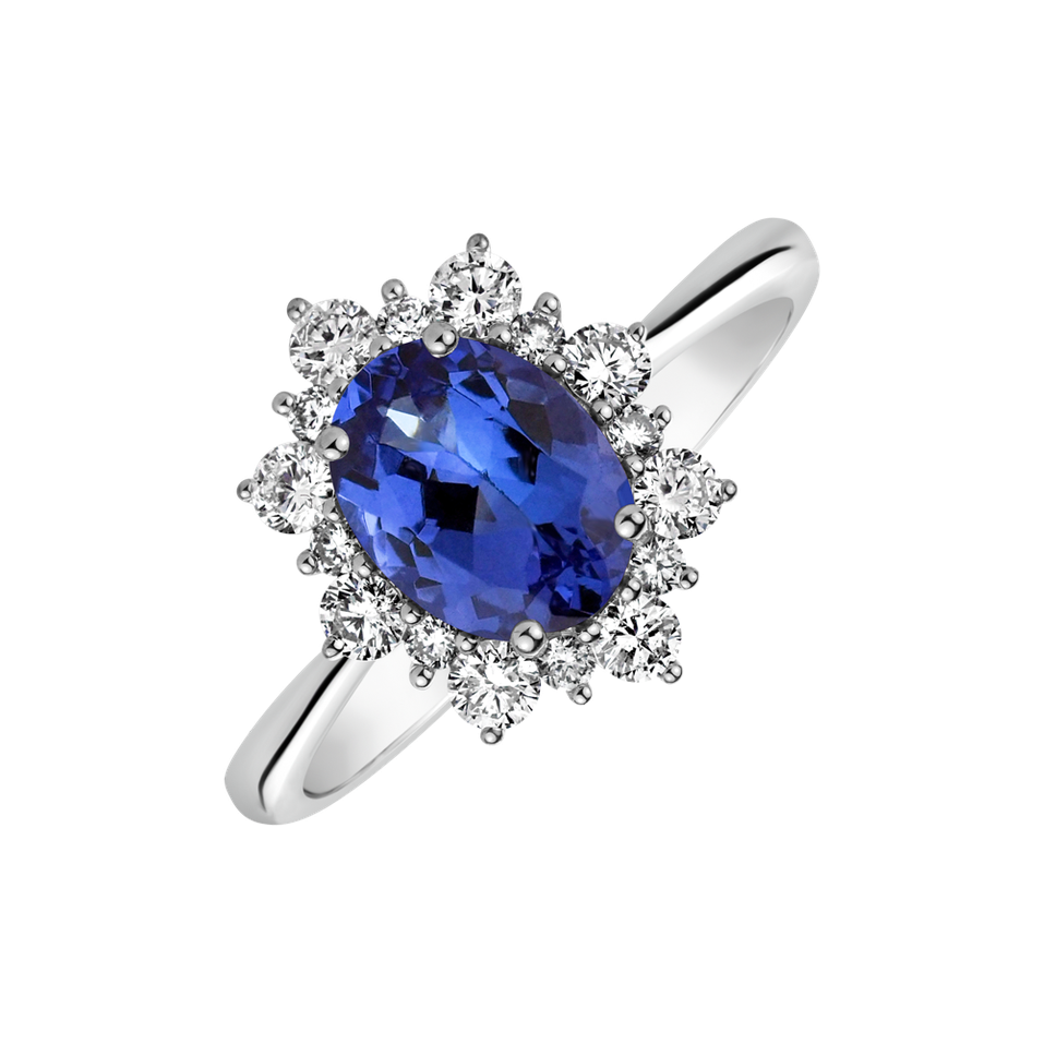 Diamond ring with Tanzanite Trixie Princess