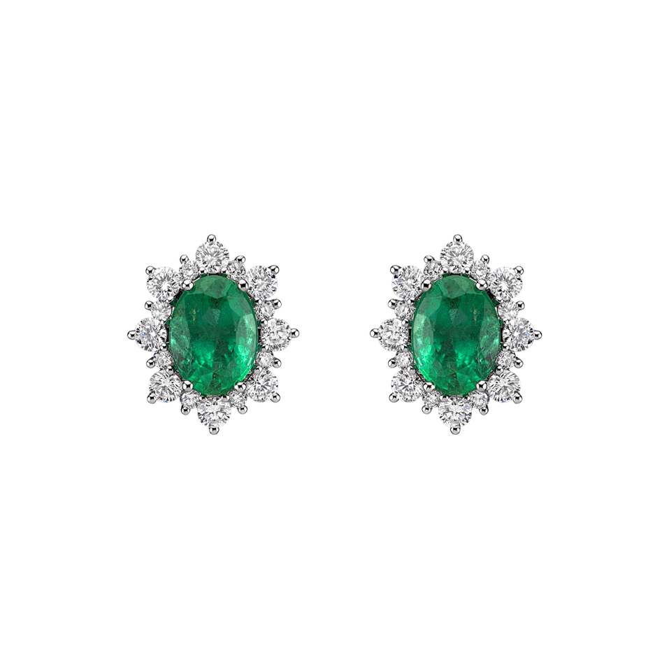 Diamond earrings with Emerald Mary Magdalene