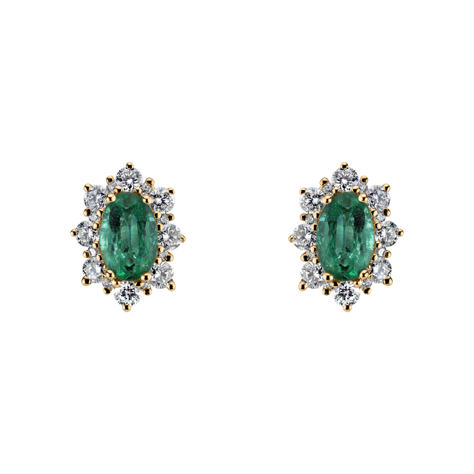 Diamond earrings with Emerald Mary Magdalene