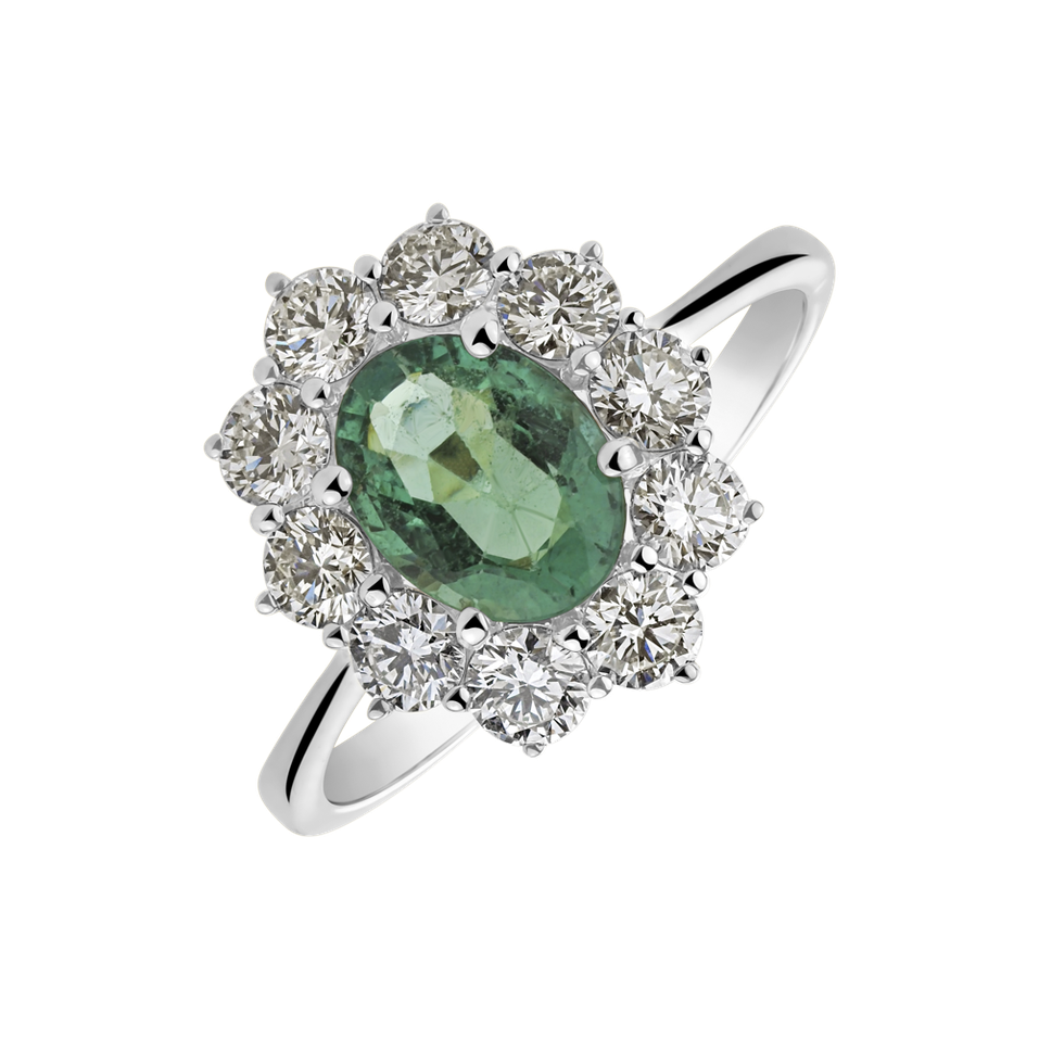 Diamond ring with Emerald Princess Joy