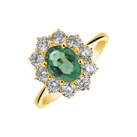 Diamond ring with Emerald Princess Joy