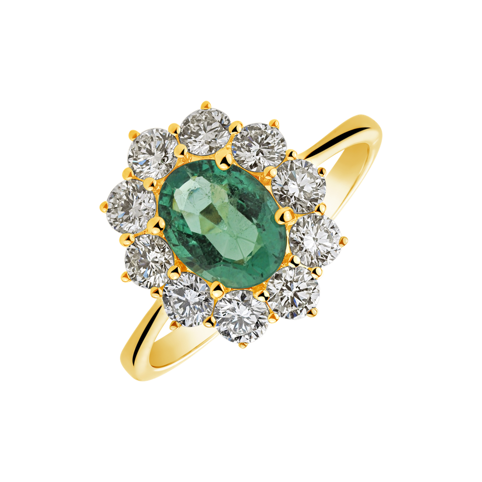 Diamond ring with Emerald Princess Joy