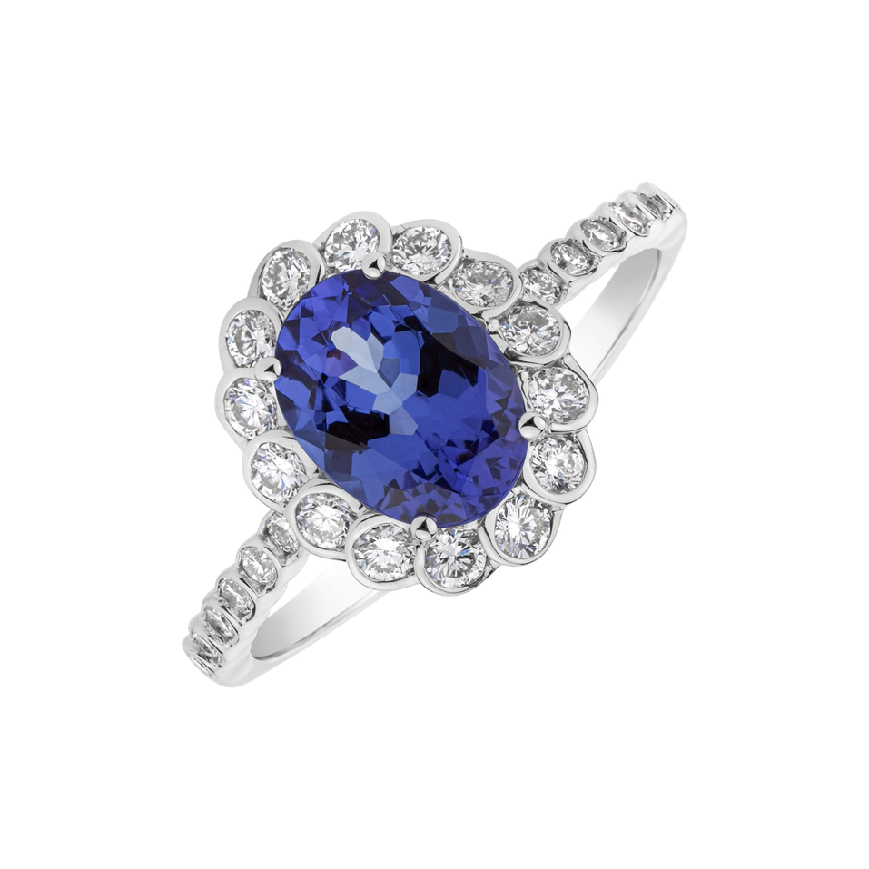 Diamond ring with Tanzanite Princess Glamour