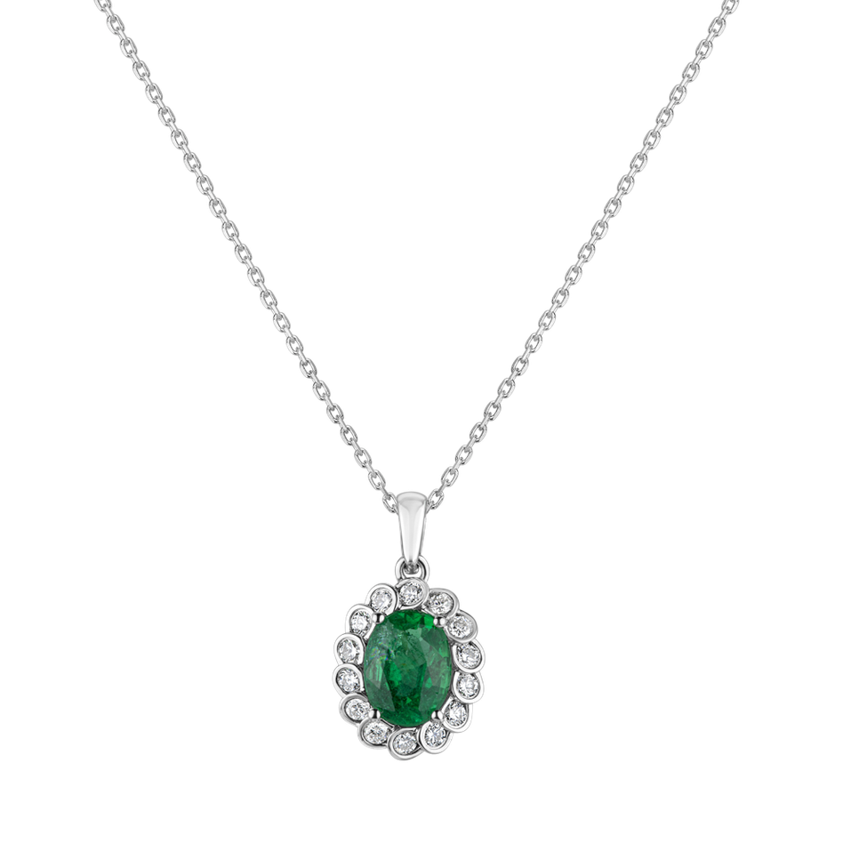 Diamond pendant with Emerald Glamour Princess