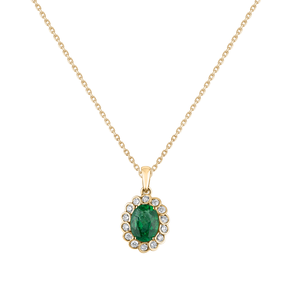 Diamond pendant with Emerald Glamour Princess