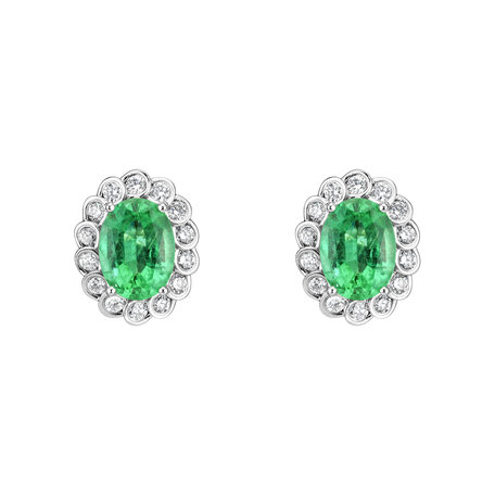 Diamond earrings with Emerald Glamour Princess