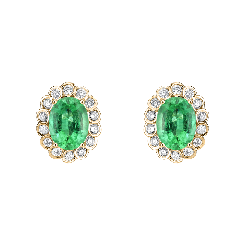 Diamond earrings with Emerald Glamour Princess