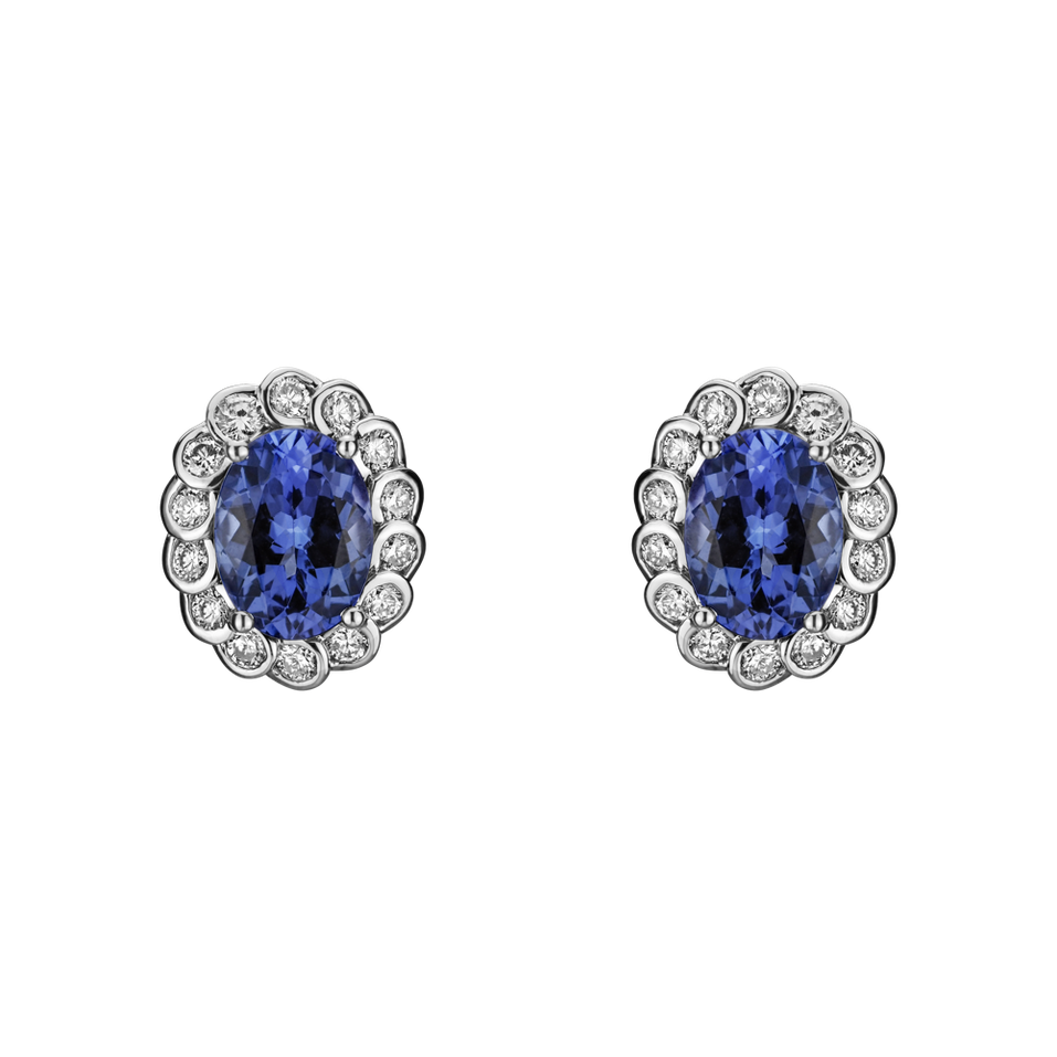 Diamond earrings with Tanzanite Princess