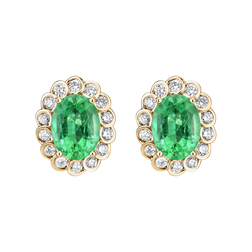 Diamond earrings with Emerald Princess