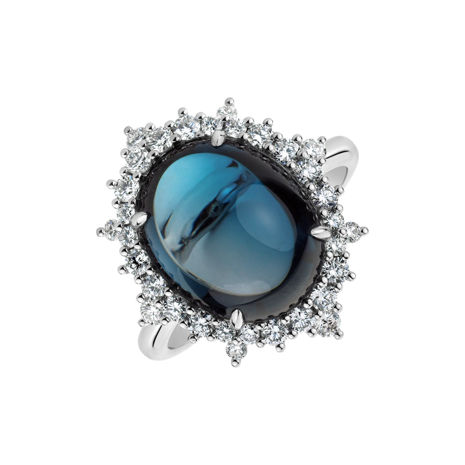 Diamond ring with Topaz Blue Hope