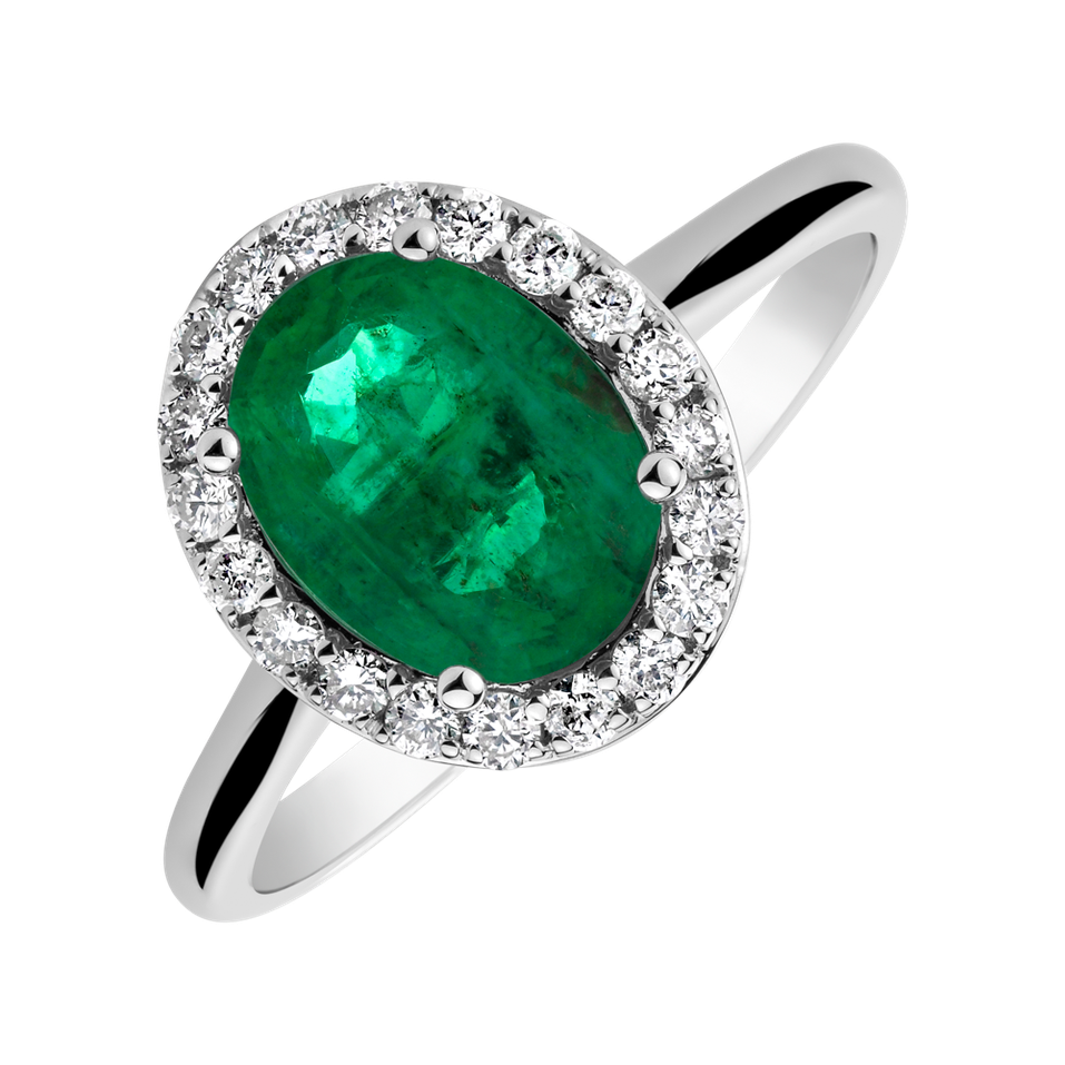 Diamond ring with Emerald Princess