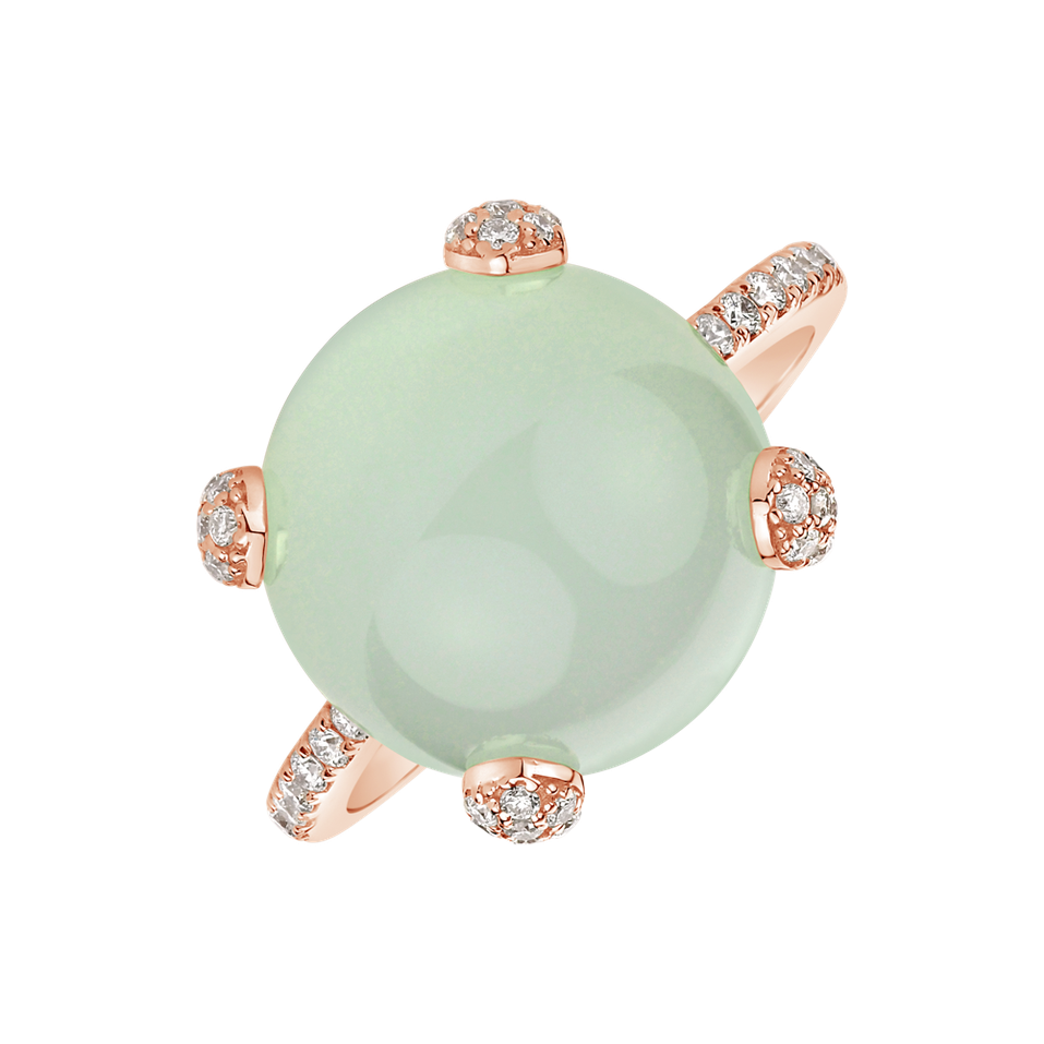 Diamond ring with Chalcedony Divine Drop