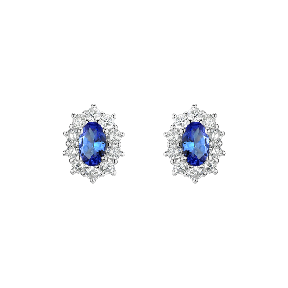 Diamond earrings with Tanzanite Princess