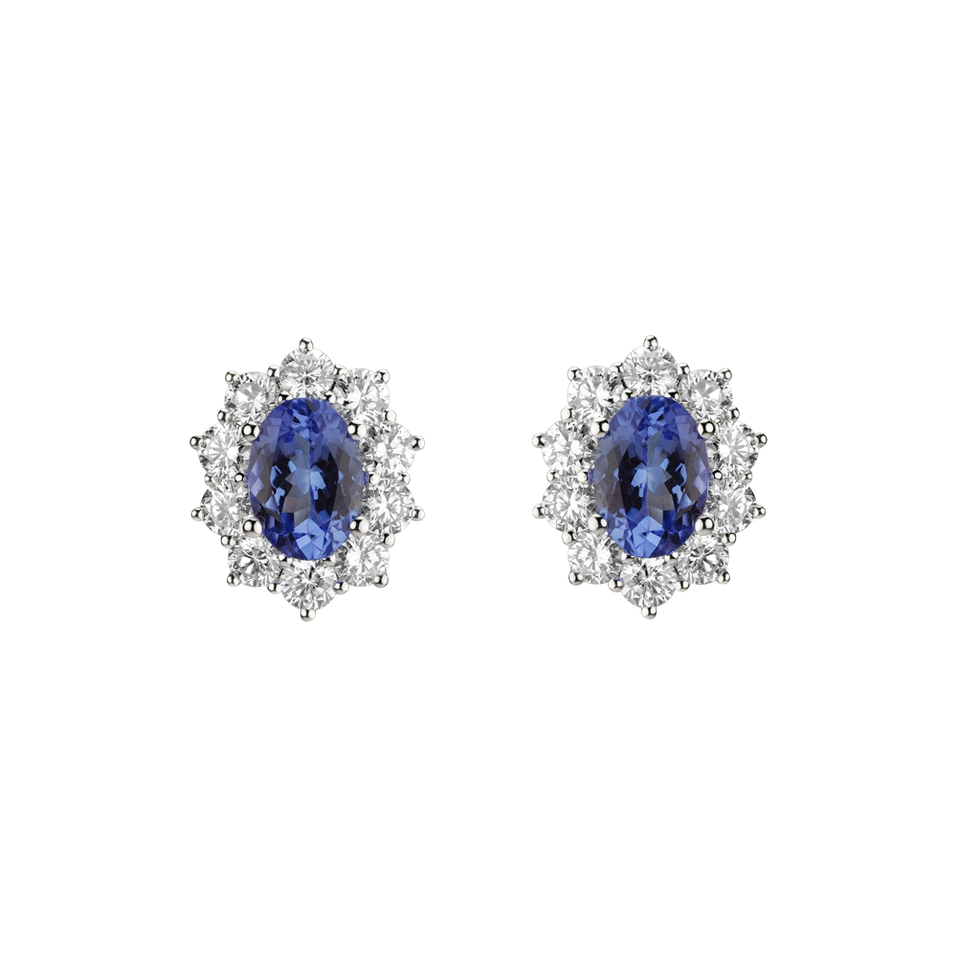 Diamond earrings with Tanzanite Princess