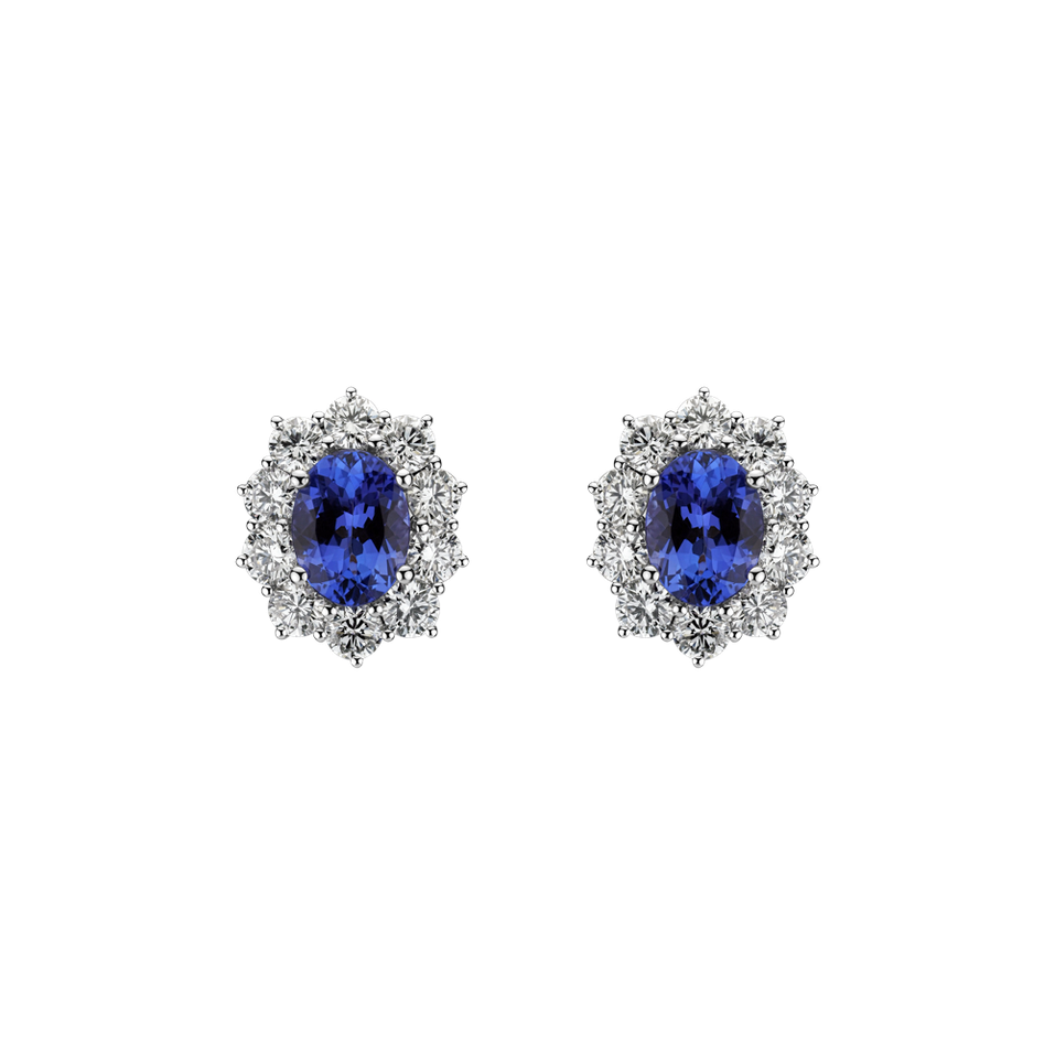 Diamond earrings with Tanzanite Princess