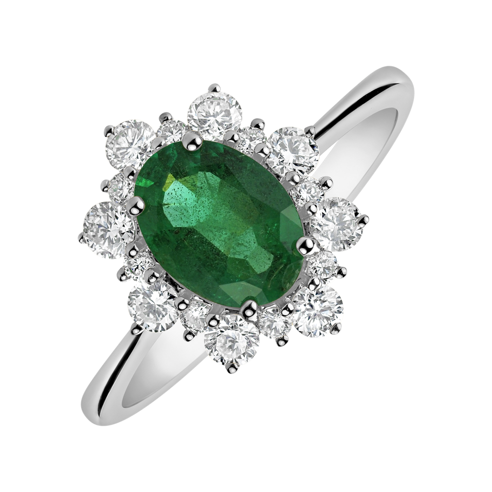 Diamond ring with Emerald Princess