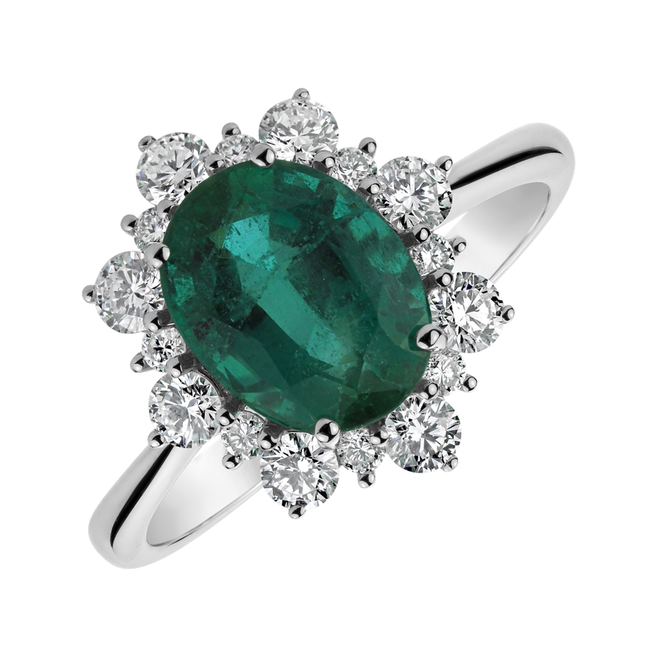 Diamond ring with Emerald Princess