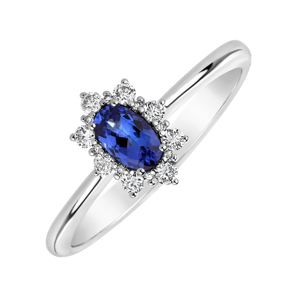 Diamond ring with Tanzanite Princess