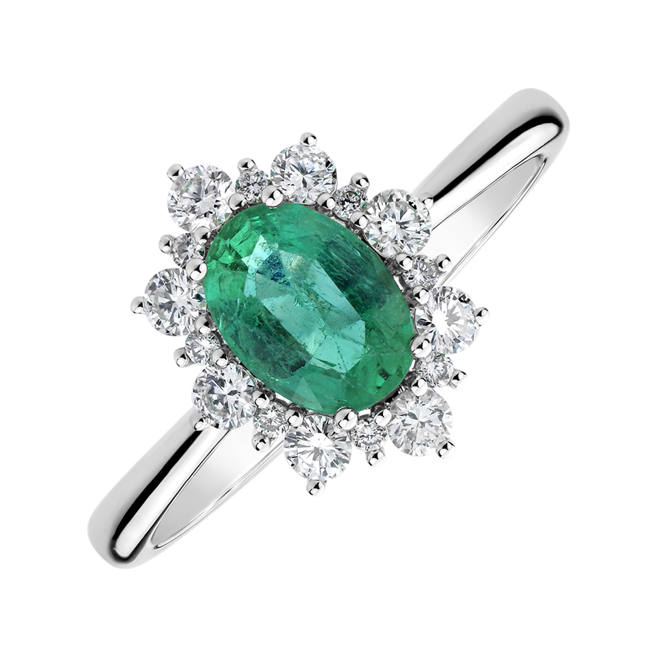 Diamond ring with Emerald Princess