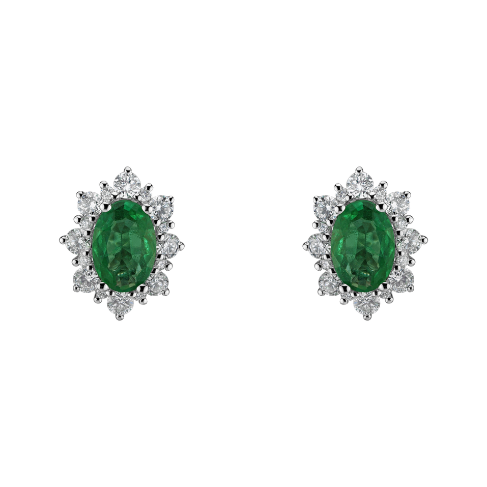 Diamond earrings with Emerald Mary Magdalene