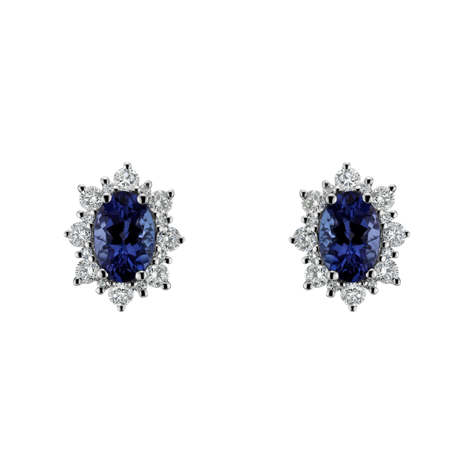 Diamond earrings with Tanzanite Mary Magdalene