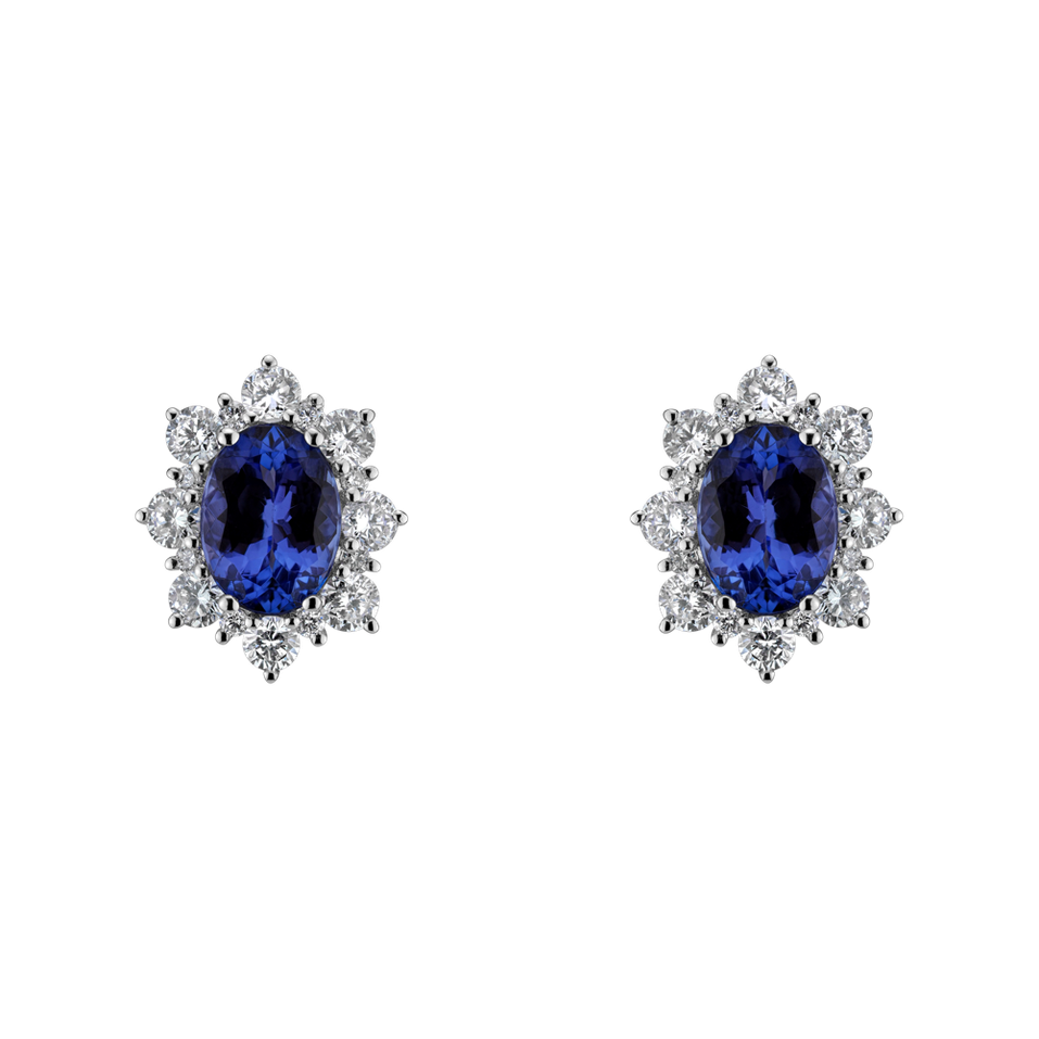 Diamond earrings with Tanzanite Mary Magdalene