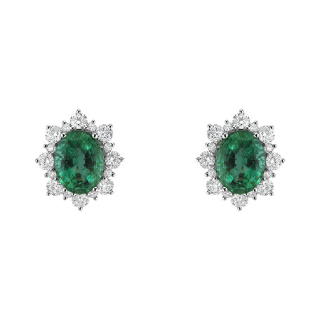 Diamond earrings with Emerald Mary Magdalene