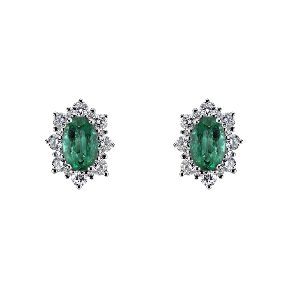 Diamond earrings with Emerald Princess