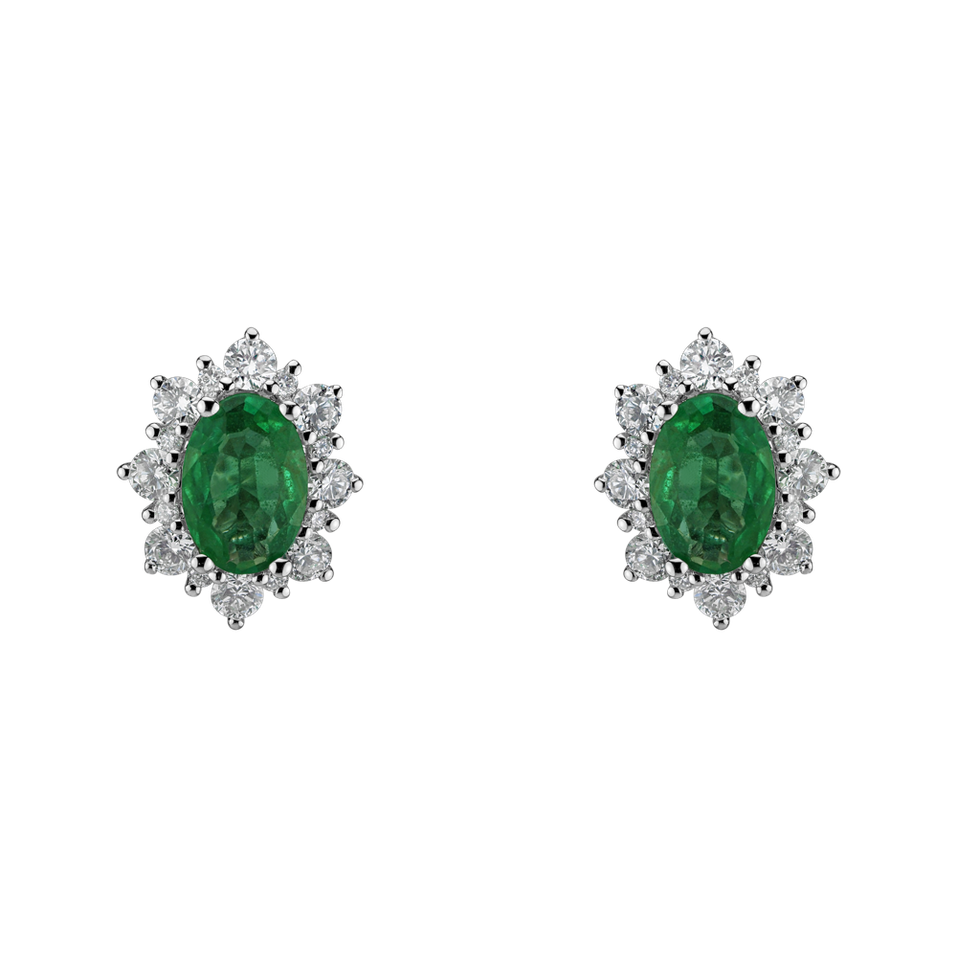 Diamond earrings with Emerald Princess