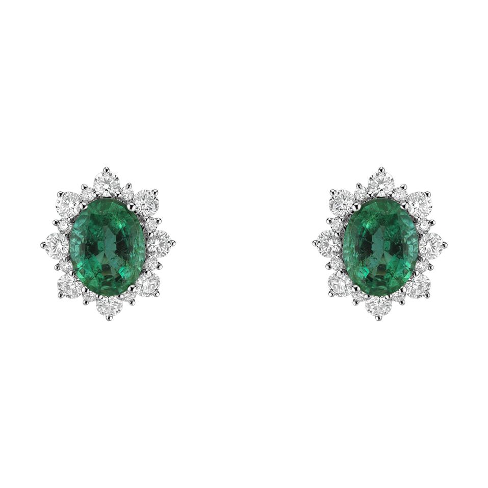 Diamond earrings with Emerald Princess