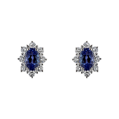 Diamond earrings with Tanzanite Princess